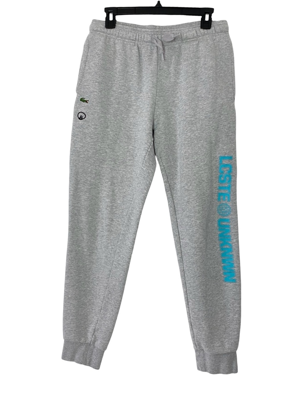 Lacoste Sport Sweatpants Womens Size Medium Gray Blue Sweats Pants Pockets Grey